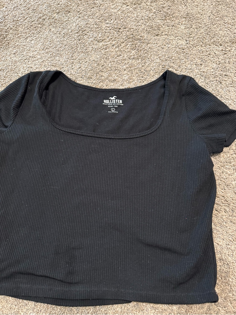 Hollister Black Ribbed Scoop Crop Top